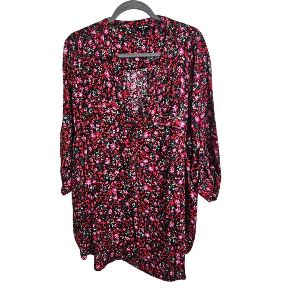 Torrid Womens Floral Harper Blouse Size 3X Dark Romantic Corporate Chic Siren